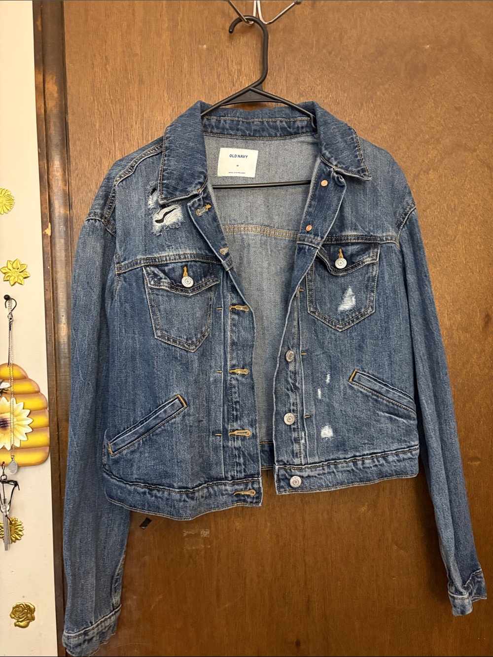 Old Navy Blue Distressed Denim Jacket - Women's